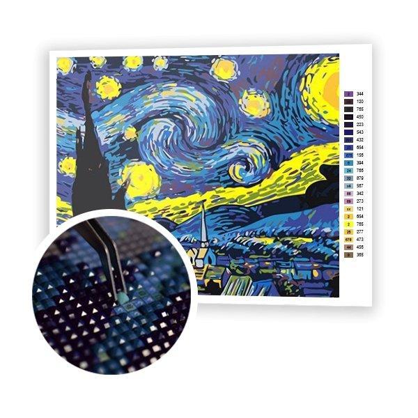 نقاشی الماسی طرح شب های پرستاره 40*30