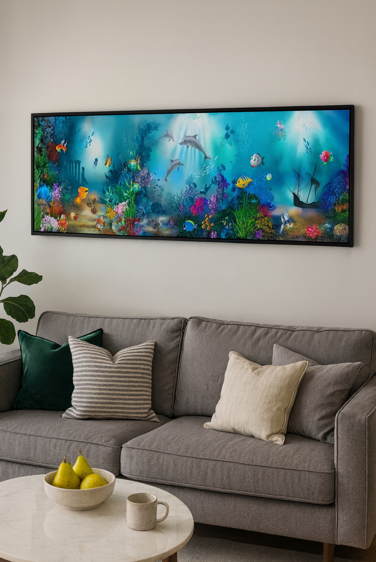 نقاشی الماسی طرح زیر دریا 90*30