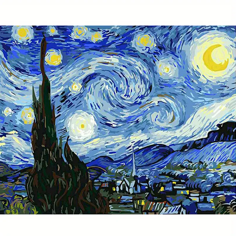 نقاشی با اعداد طرح شب های پرستاره 50*40