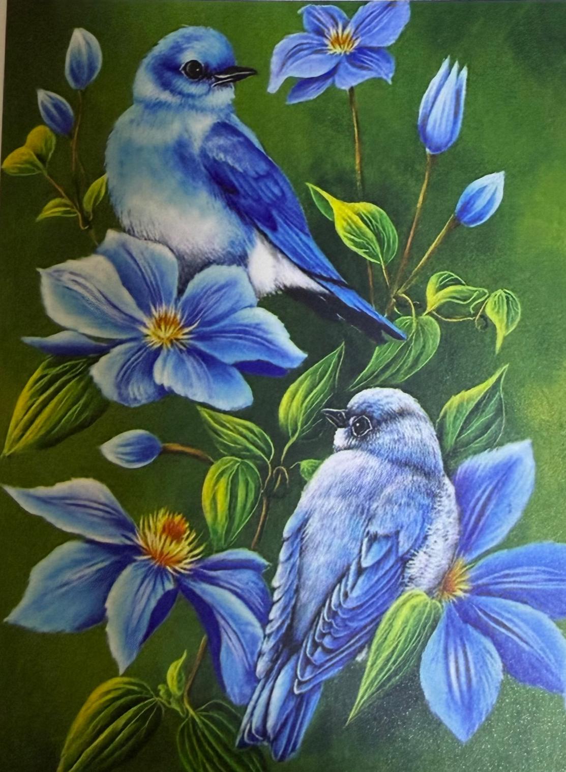 نقاشی الماسی طرح پرنده آبی 40*50