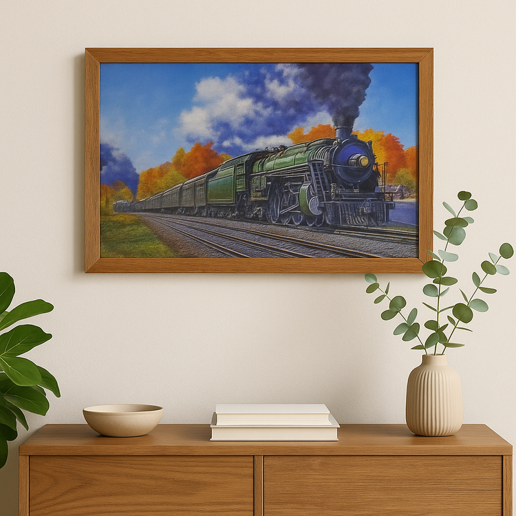 نقاشی الماسی طرح قطار 50*40