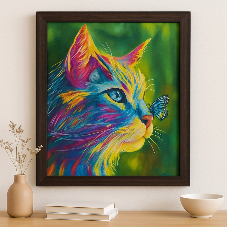نقاشی الماسی گربه رنگی 50*40