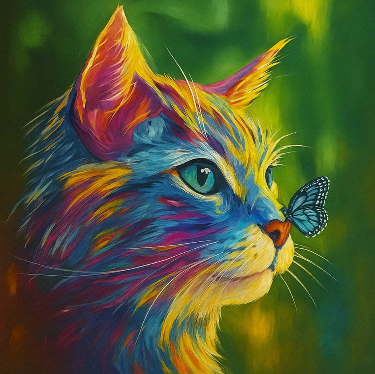 نقاشی الماسی گربه رنگی 50*40
