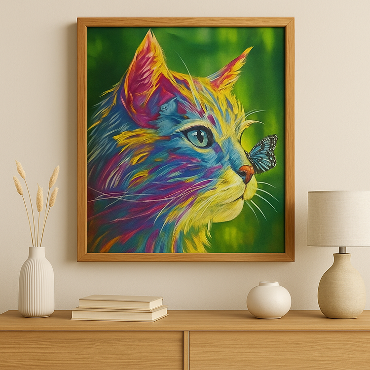 نقاشی الماسی گربه رنگی 50*40