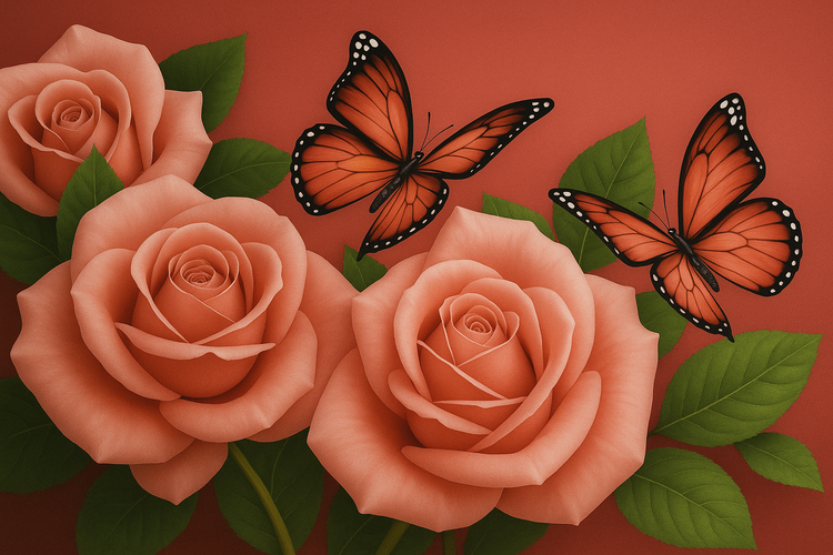 نقاشی الماسی طرح گل و پروانه 50*40