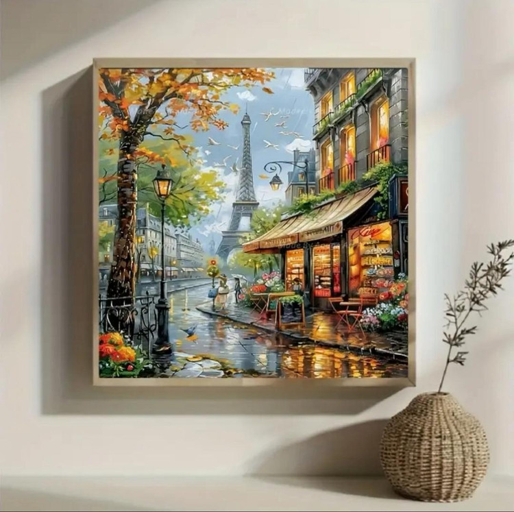 نقاشی الماسی طرح کافه برج ایفل 40*40