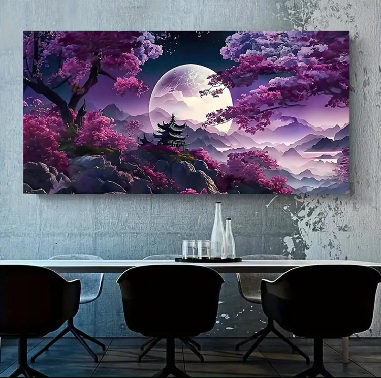 نقاشی الماسی طرح چین بنفشی 120*60