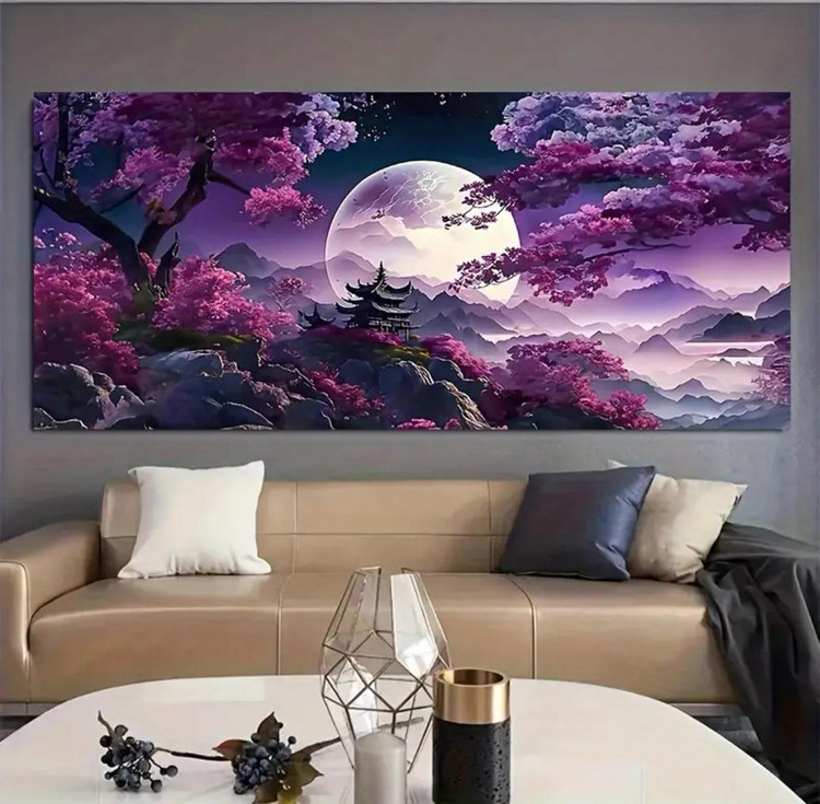 نقاشی الماسی طرح چین بنفشی 120*60