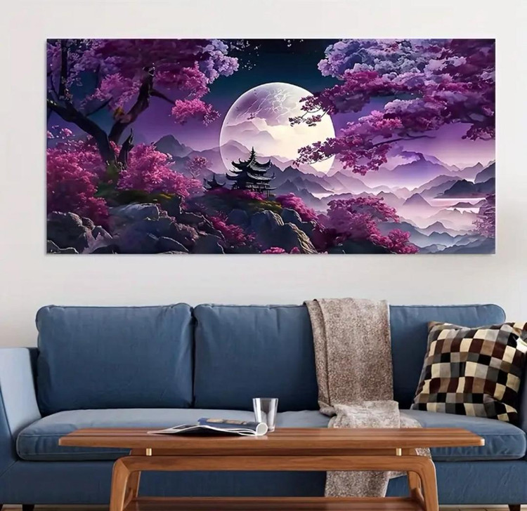 نقاشی الماسی طرح چین بنفشی 120*60