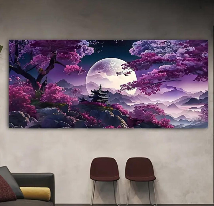 نقاشی الماسی طرح چین بنفشی 120*60