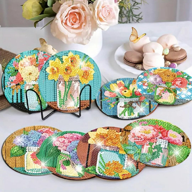 زیر لیوانی الماسی طرح گلدون