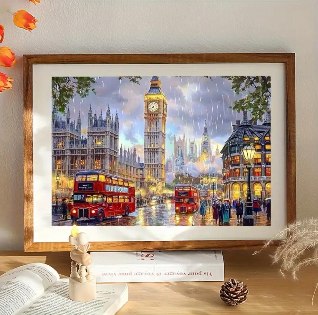 نقاشی الماسی طرح اتوبوس لندن 40*30