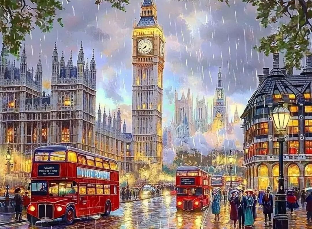 نقاشی الماسی طرح اتوبوس لندن 40*30