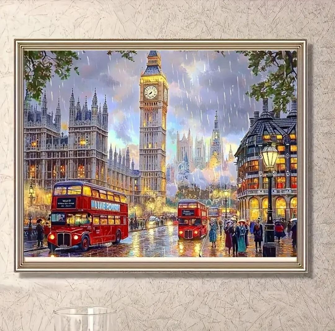 نقاشی الماسی طرح اتوبوس لندن 40*30