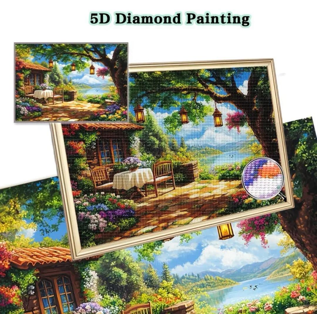 نقاشی الماسی طرح باغچه 50*40