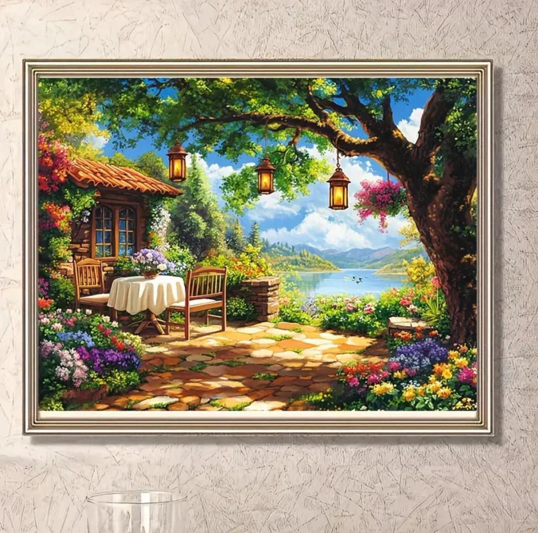 نقاشی الماسی طرح باغچه 50*40