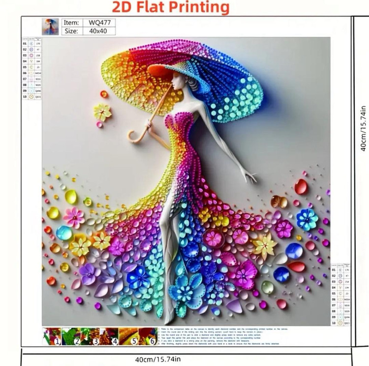 نقاشی جواهری طرح دختر چتری سایز 40*40