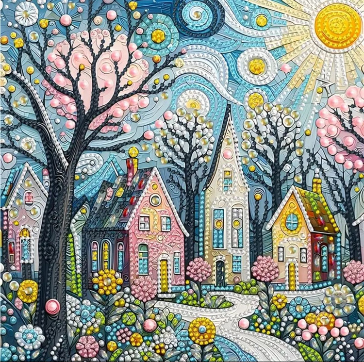 نقاشی جواهری طرح خونه سایز 30*30