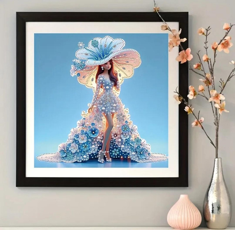 نقاشی جواهری طرح دختر آبی سایز 30*30