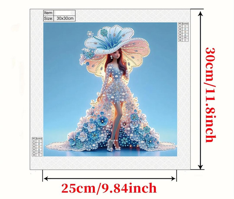 نقاشی جواهری طرح دختر آبی سایز 30*30