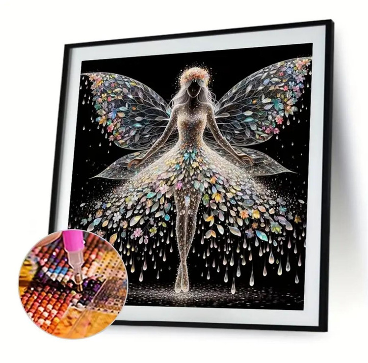 نقاشی الماسی طرح دختر سفید سایز 40*40