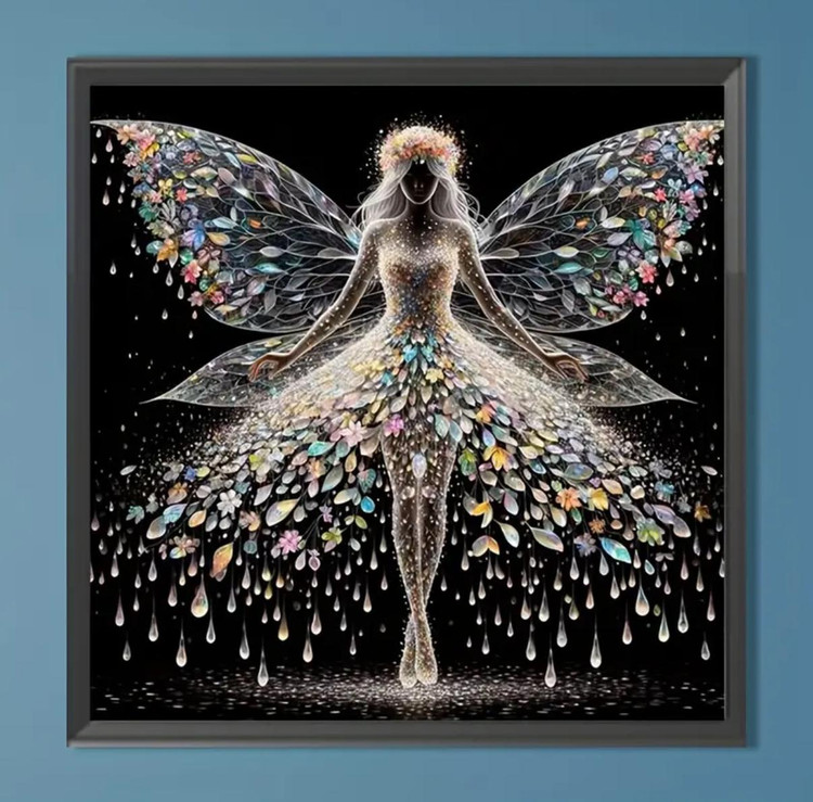نقاشی الماسی طرح دختر سفید سایز 40*40