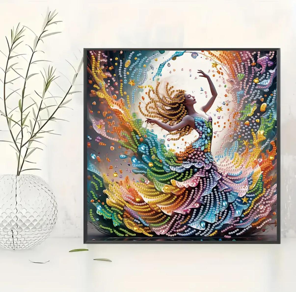 نقاشی الماسی طرح دختر رقصان سایز 30*30