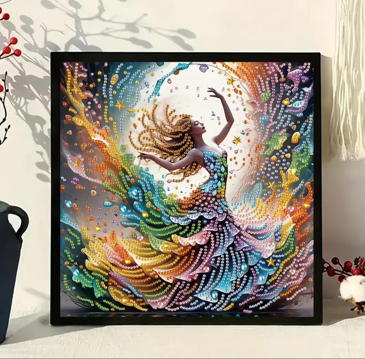 نقاشی الماسی طرح دختر رقصان سایز 30*30