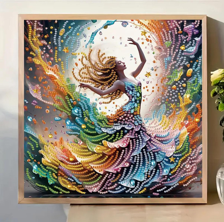 نقاشی الماسی طرح دختر رقصان سایز 30*30