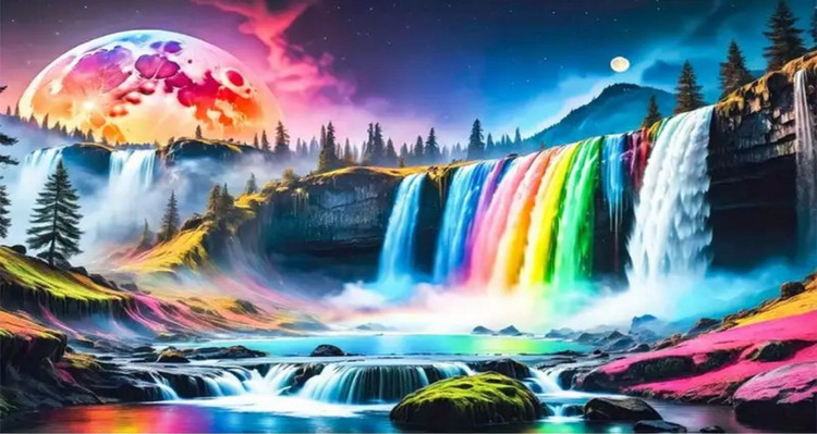نقاشی الماسی طرح آبشار سایز 70*40