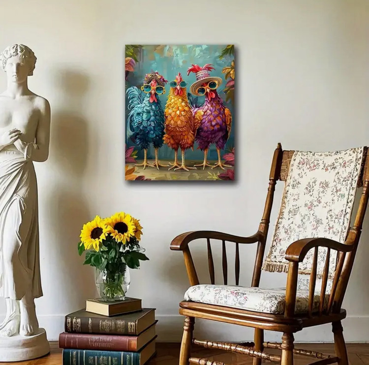 نقاشی با اعداد طرح سه خروس سایز 50*40