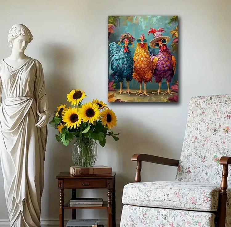 نقاشی با اعداد طرح سه خروس سایز 50*40
