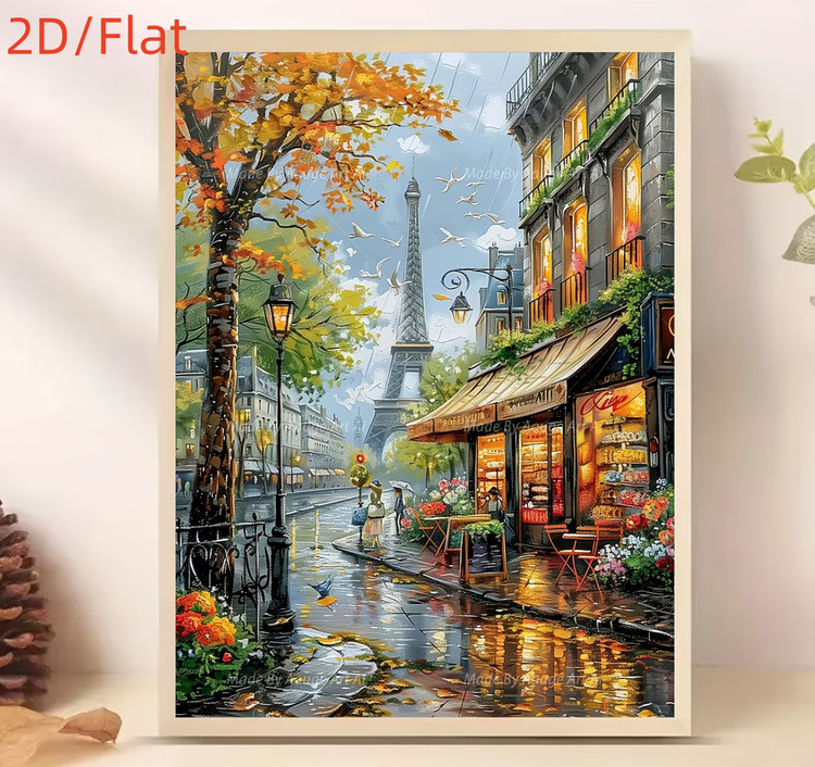 نقاشی الماسی طرح پاییز پاریس سایز 40*40