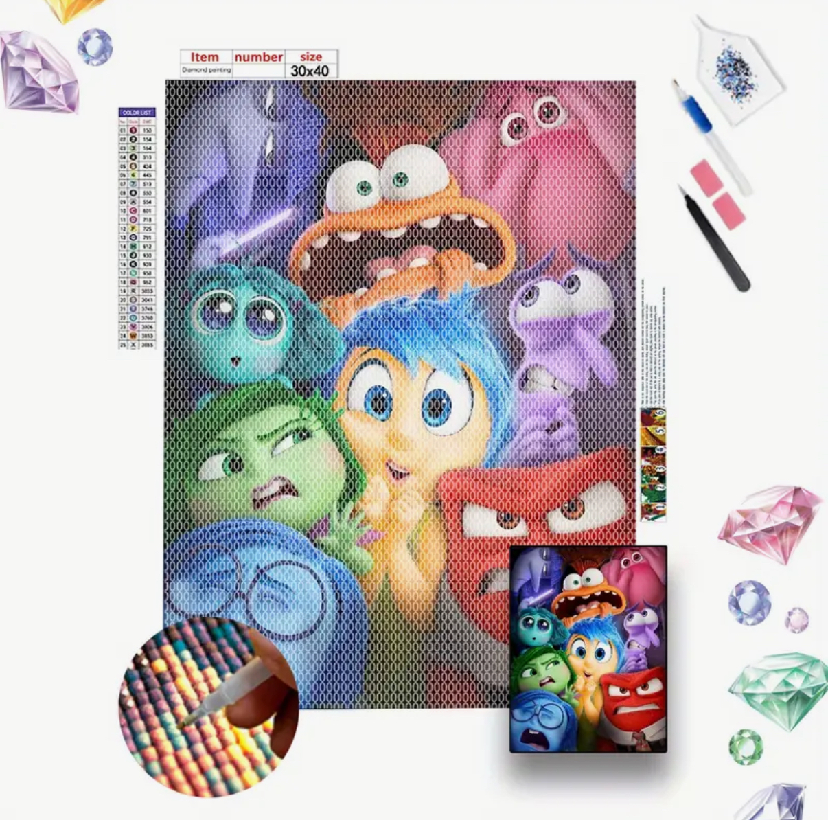 نقاشی الماسی طرح اینساید اوت سایز 40*30