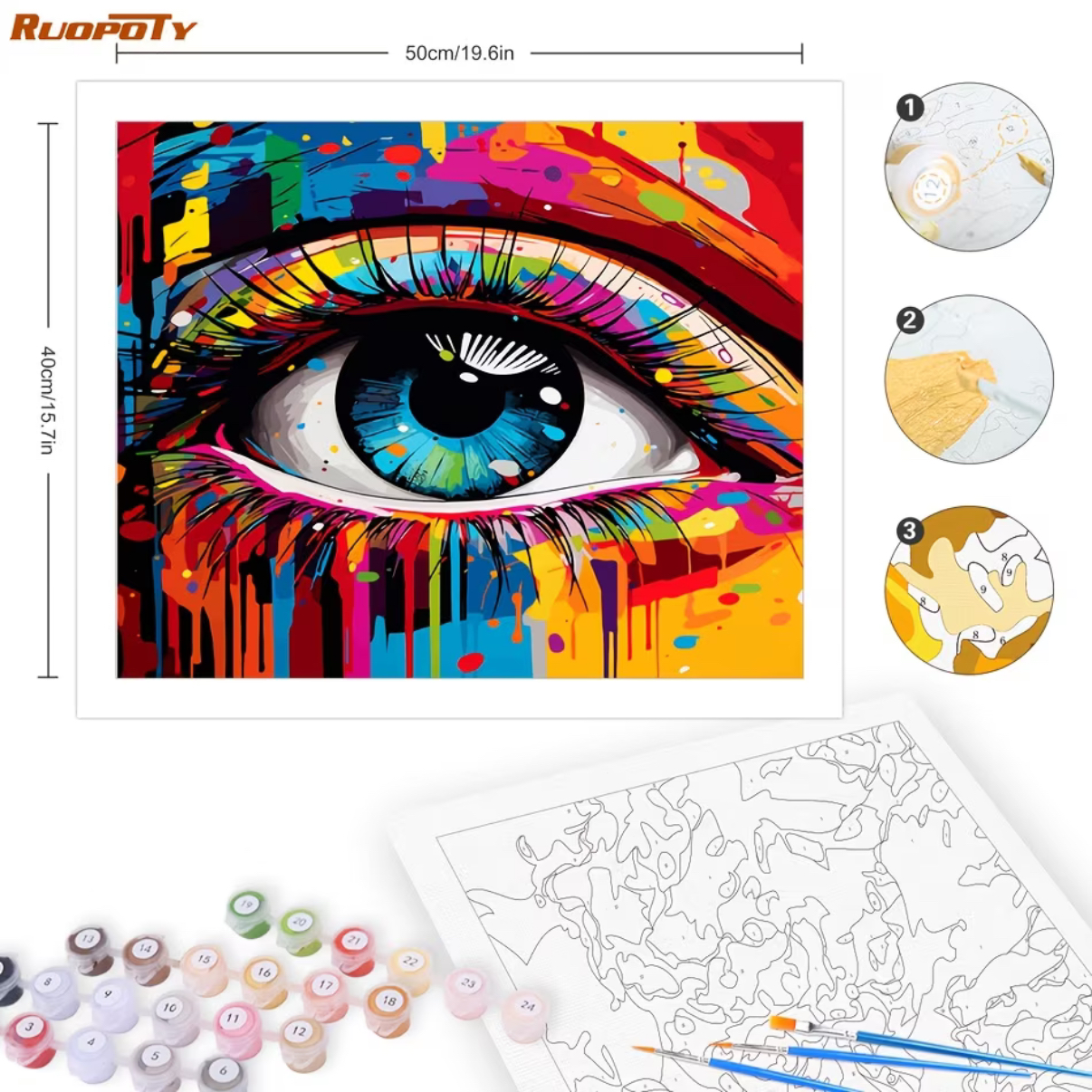 نقاشی با اعداد طرح چشم سایز 50*40