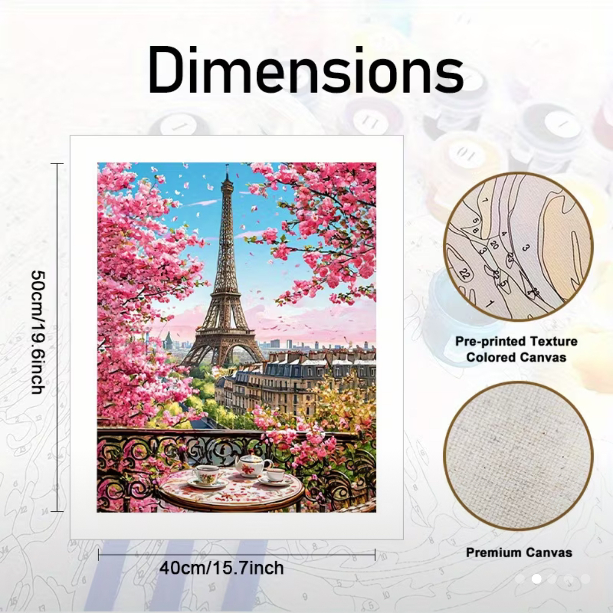نقاشی با اعداد طرح بهار پاریس سایز 50*40