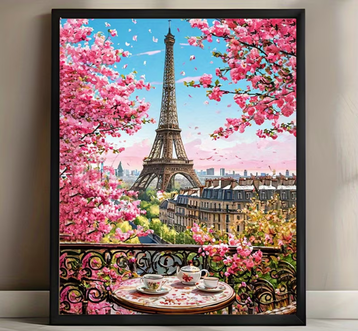 نقاشی با اعداد طرح بهار پاریس سایز 50*40