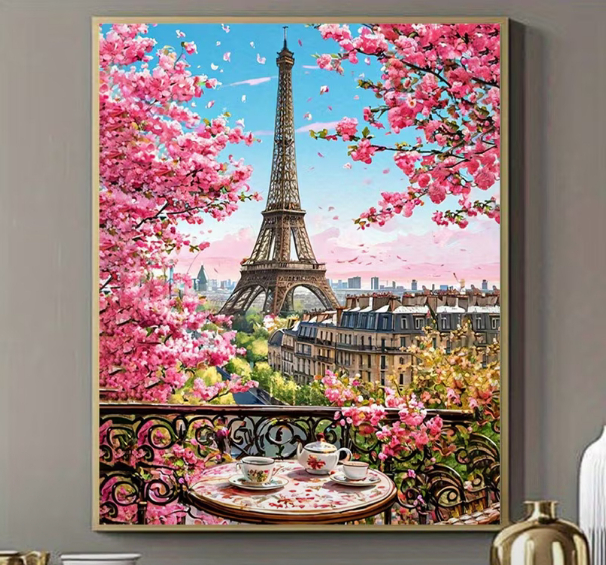 نقاشی با اعداد طرح بهار پاریس سایز 50*40