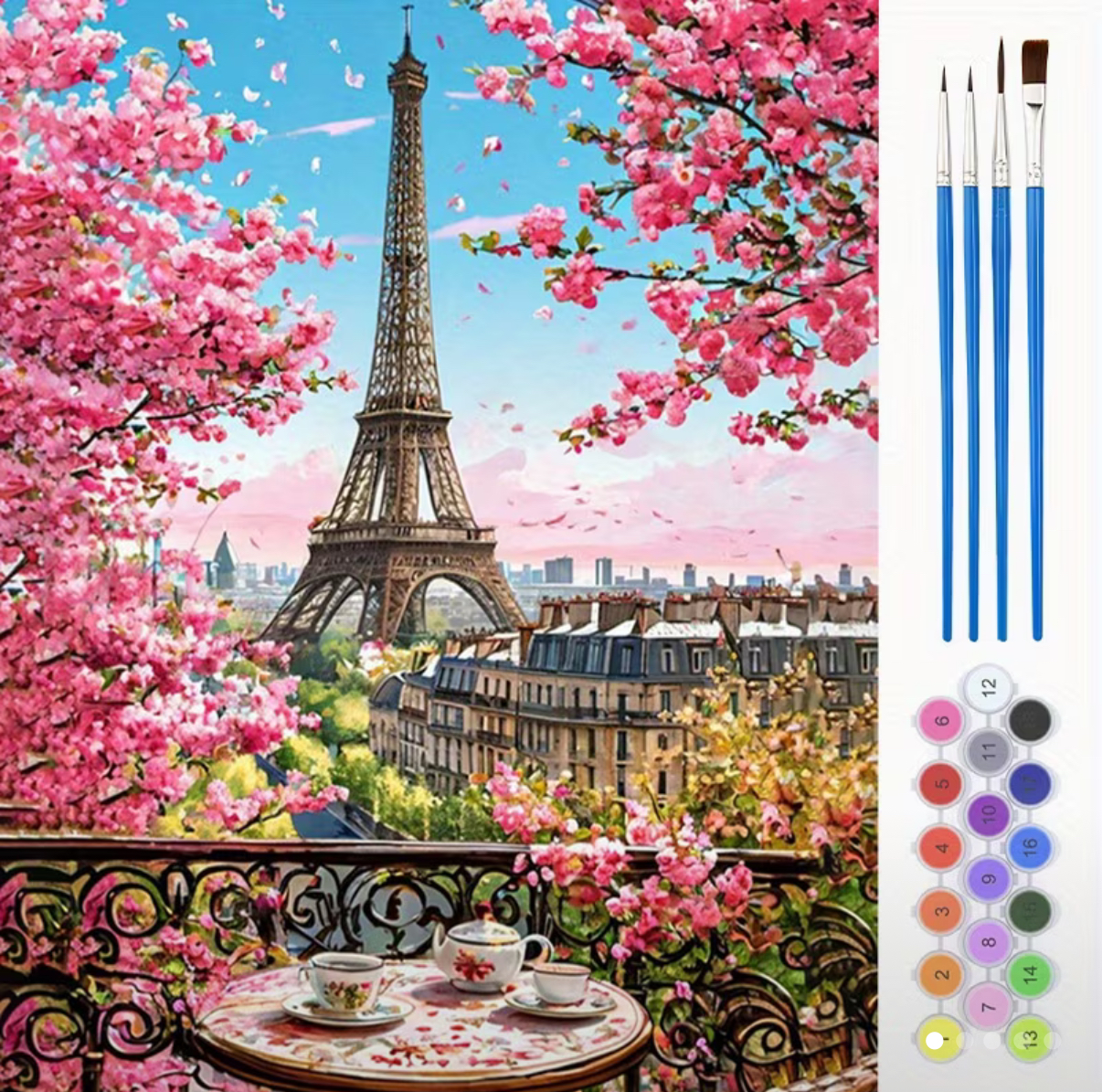 نقاشی با اعداد طرح بهار پاریس سایز 50*40