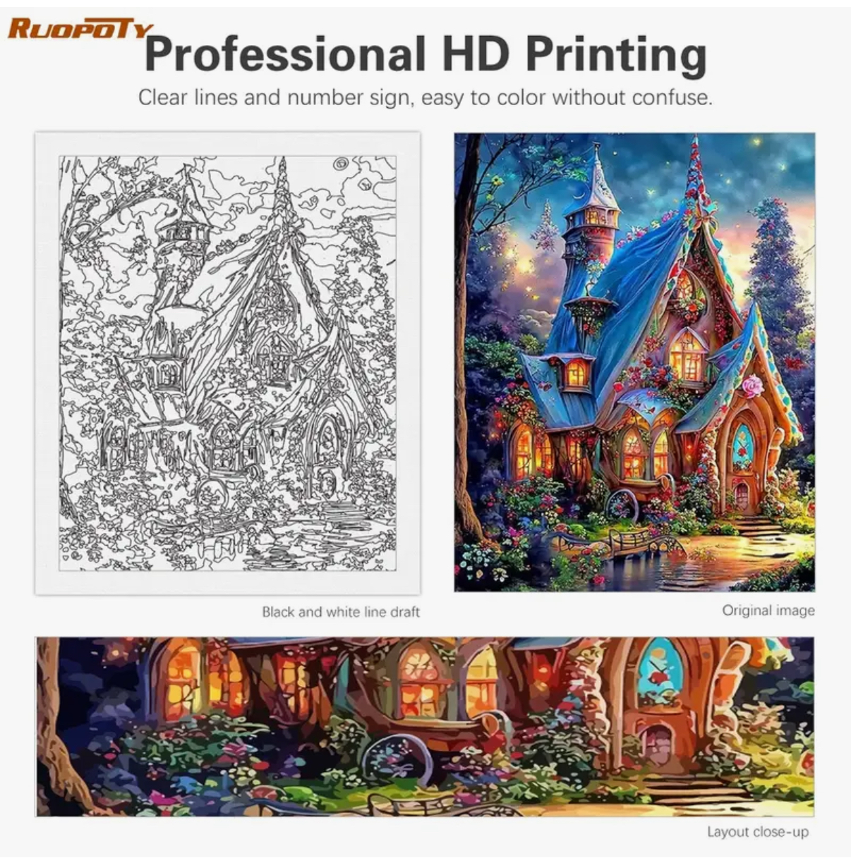 نقاشی با اعداد طرح کلبه سایز 50*40