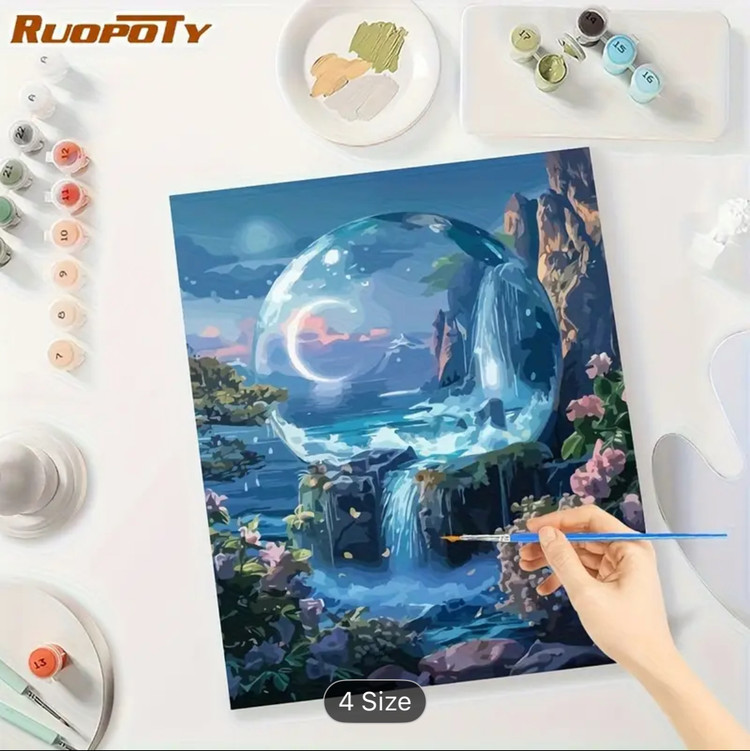 نقاشی با اعداد طرح گوی آبشاری سایز 50*40