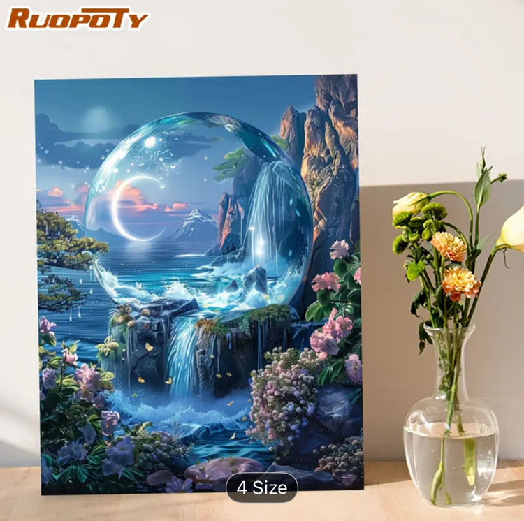 نقاشی با اعداد طرح گوی آبشاری سایز 50*40
