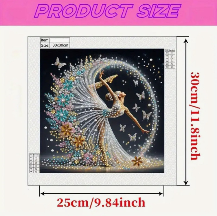 نقاشی جواهری طرح باله ماه سایز 30*30