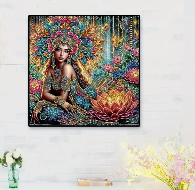 نقاشی جواهری طرح دختر الگانت سایز 30*30