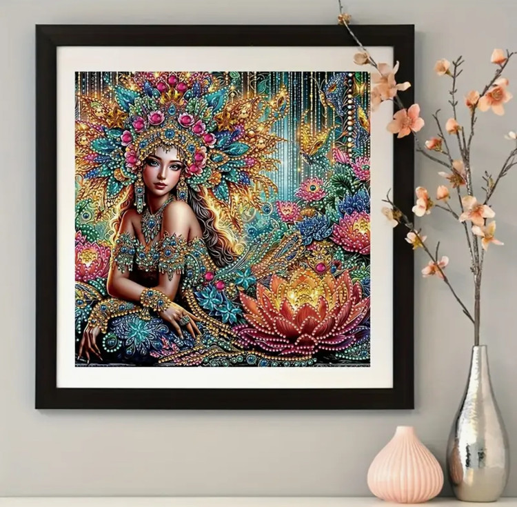 نقاشی جواهری طرح دختر الگانت سایز 30*30