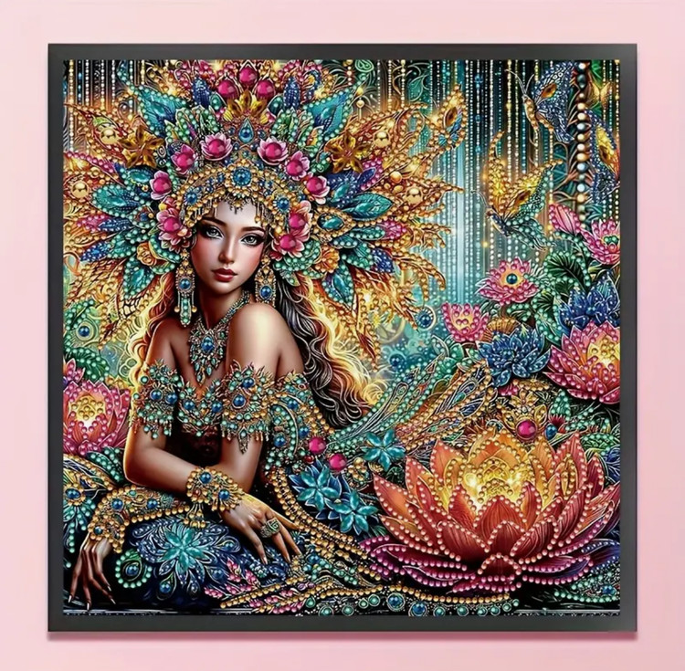 نقاشی جواهری طرح دختر الگانت سایز 30*30