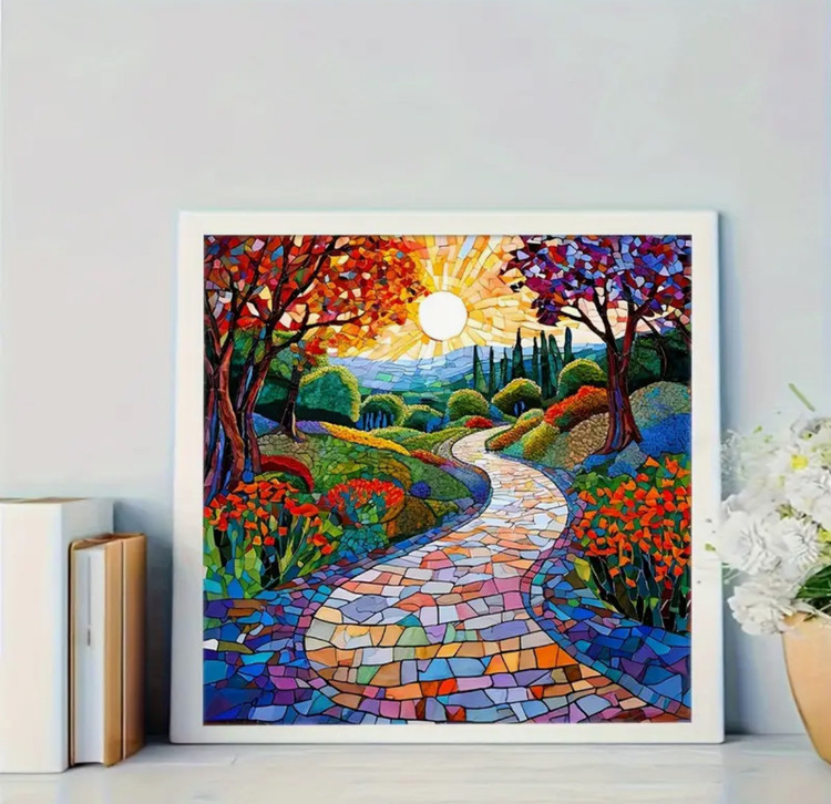 نقاشی الماسی طرح جاده شیشه ای سایز 30*30