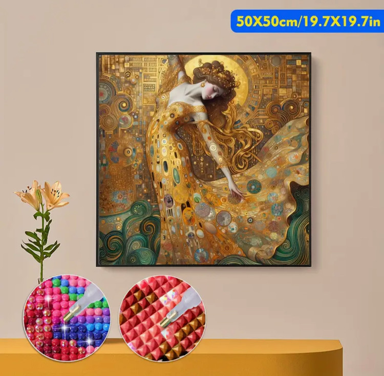 نقاشی الماسی طرح دختر موزاییکی سایز 50*50