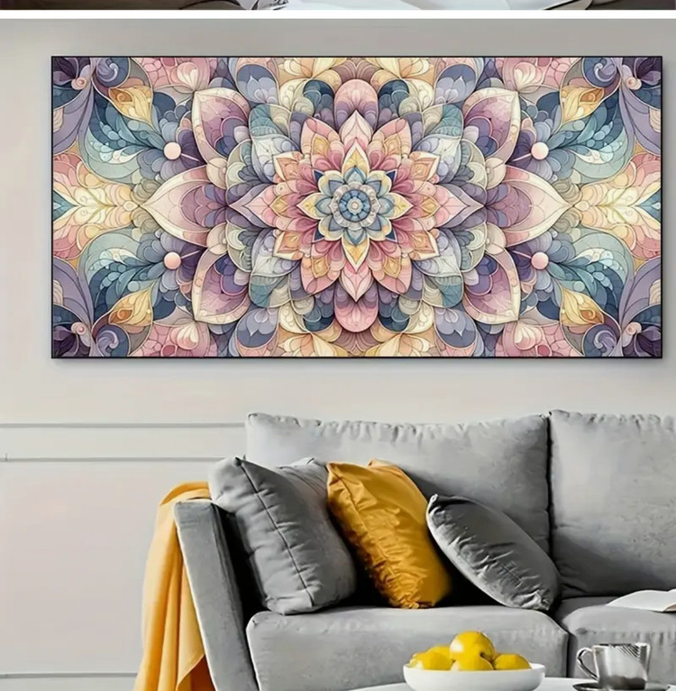 نقاشی الماسی طرح ماندالا شیشه ای سایز 70*40