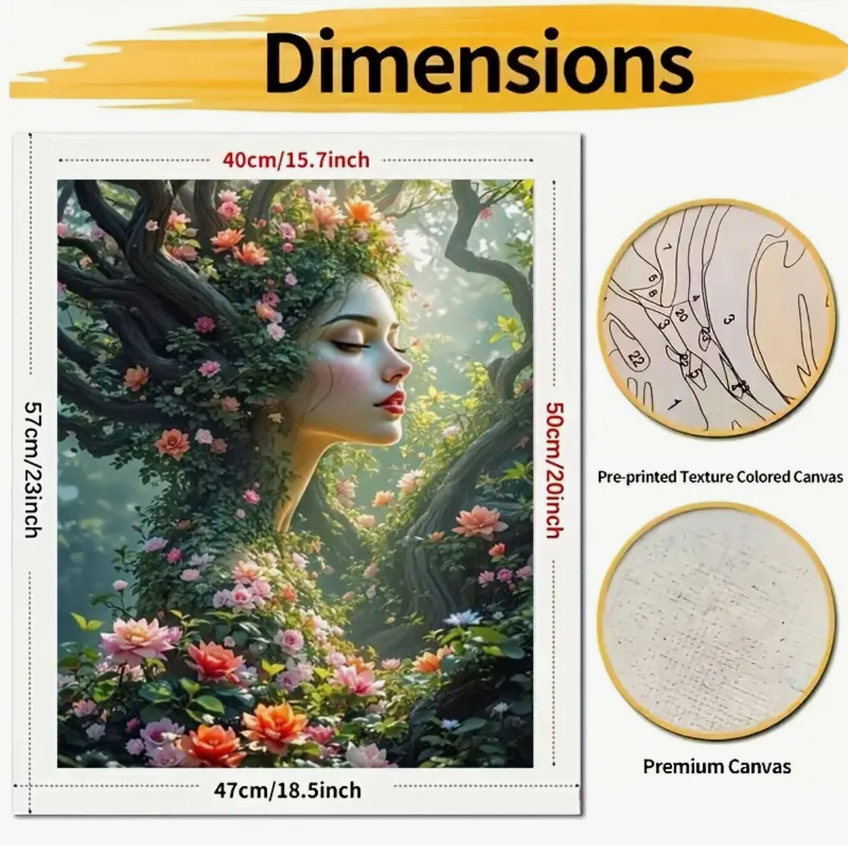نقاشی با اعداد طرح دختر جنگلی سایز 50*40